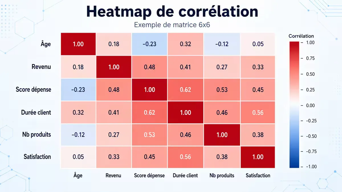 Exemple de matrice de corrélation avec heatmap seaborn